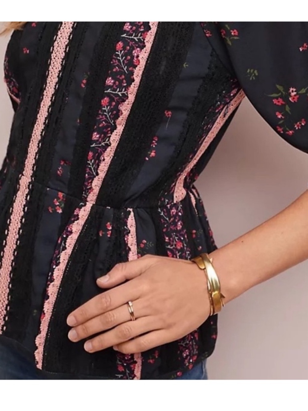 Anthropologie Seen Worn Kept Annemette Peplum Floral Blouse - Picture 3 of 16